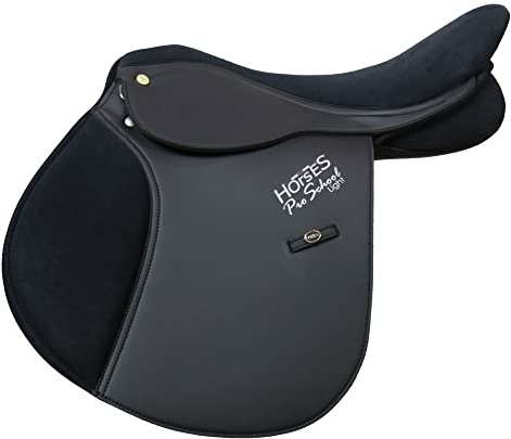 Horses, Salto Sattel PRO School Light, Reitsattel für Pferde, bequem, ergonomisch und langlebig, sicher und attraktives Design (18 = 45 cm, Schwarz)