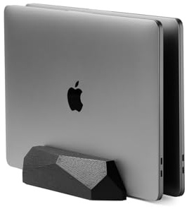 Oakywood - Laptop Ständer Vertikal - Laptop Stand aus Holz - Halterung für 2 Laptops, Verstellbar - Kompatibel mit MacBook Pro, Kompatibel mit MacBook Air, Kompatibel mit iPad - Eiche Schwarz
