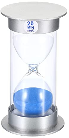 PATIKIL 20 Minute Sable Minuteur, Sablonneux Horloge avec Plastique Couverture Compte à Rebours Sable Verre pour Jeux, Cuisine, Fête Favorise Bricolage Décoration, Bleu Sables