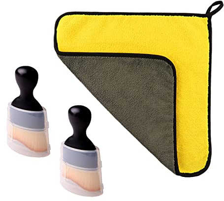 SacJkt Car Detailing Brushes, Car Interior Cleaning Kit, 2pcs Ultra-soft Car Cleaning Brushes with Absorbent Microfibre Cloth for Dashboard, Air Outlet, Car Accessories Interior Cleaner