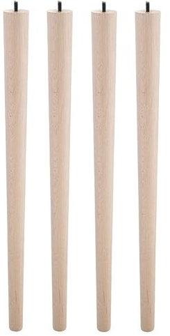 Gedotec Schrankfüße Tischbeine Holz | Woody | Höhe 690 mm schrägstellbar | 4 Stück Tischbein - Füße für Möbel | Möbelbeine Buche aus Holz mit schwarzer Platte | Schreibtischbeine - Füße für Kommoden