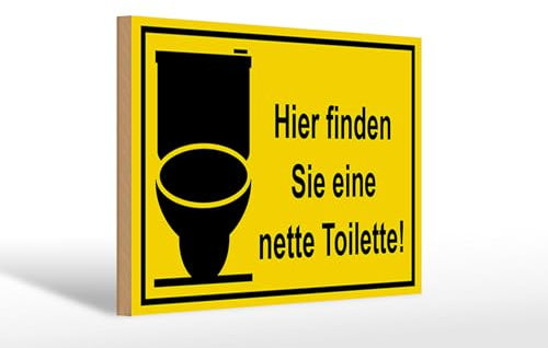 FEMER Targa in legno, 30 x 20 cm, scritta in lingua tedesca Hier Finden sie Nette Toilette Deko Schild Wooden Sign