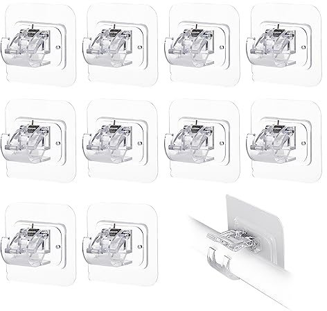 10 Pack Transparent Curtain Rod Holder, No Punch Self-Adhesive Curtain Rod Holder, Curtain Rod Hook, Curtain Rod Clip Holder, Suitable For Fixing Curtain Rod