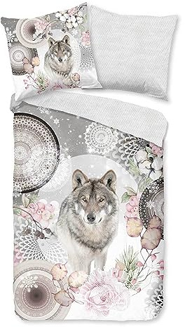 Hip Wendebettwäsche Isaci Flanell grau Größe 1x 135x200 cm + 1x 80x80 cm