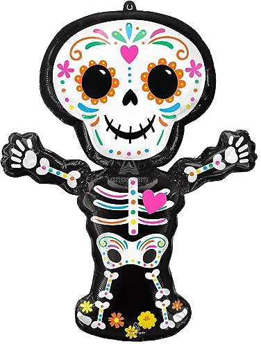 Amscan Ballon Foil SuperShape holographique Squelette Day Of the Dead sachet 66 cm x 86 cm