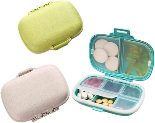 Organizzatore settimanale di pillole, 7 giorni mattina sera, piccolo, 7 giorni, scatola for medicinali 8 scomparti, scomparti rimovibili, portapillole, design resistente all'umidità, senza BPA, for vi