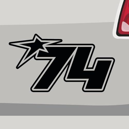 Stickerfreaks Startnummer 74 Aufkleber Number Sticker Race Star Stern Auto Bike Kleber Aufkleber Größe: 10x5,5cm (S) | Farbe: 34-orange | Number Sticker Kleber Deko Tuning Startnummer