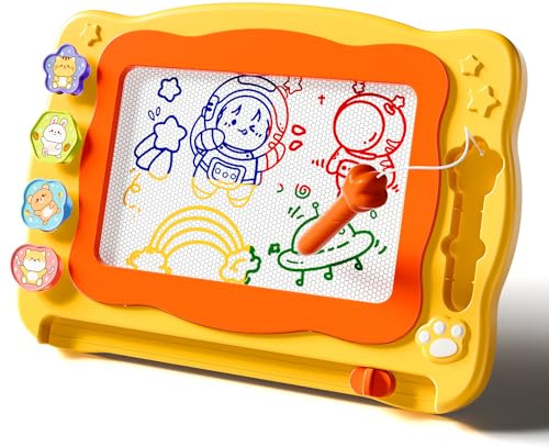 Großes magnetisches Zeichenbrett für Kinder, buntes Doodle Board Spielzeug | Vierfarbige Malfläche mit Tierstempeln & Malstift, leicht reinigbar, kompakt für unterwegs, fördert kindliche Kreativität
