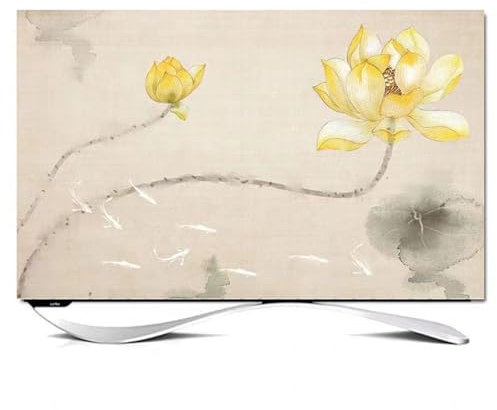TV Screen Cover 32-85In, Dust TV Screen Cover, Universal TV Dust Cover 22-80 In, for LCD LED Plasma Television Art Printing Decor Flat Curved TV, Wall Mount/Curved/Desktop R,49-52in(118x70cm)