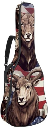 Bella custodia per chitarra, impermeabile, per chitarra acustica da 40/41/42 pollici, con tasche multiple, animali della bandiera americana, Multicolore, 42.9x16.9x4.7 in, Borsa per chitarra