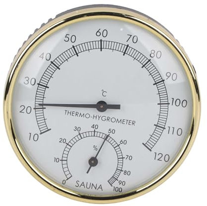 Grcfumo Metal Dial Indoor Thermometer, Metal Sauna Room Thermometer Hygrometer, Indoor Sauna Accessories for Steam Saunas Houses, Offices