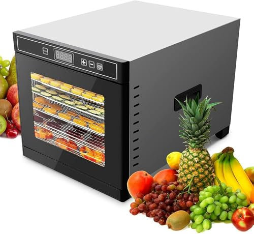 AFLEPCBRQ Disidratatore Alimentare 8 Vassoi in Acciaio Inossidabile Mac Asciugatrice Alimentare con Timer Digitale, Controllo della Temperatura per Snack A Base di Erbe, Frutta E Verdura