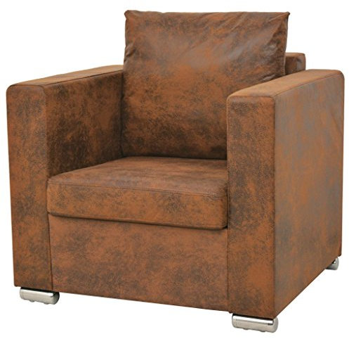 Xichuzi Sessel, Sessel Wohnzimmer, Lesesessel, Stillsessel, Ohrensessel, Fernsehsessel, Braun Wildleder-Optik
