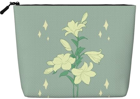 Trousse de toilette de voyage polyvalente en forme de lys blancs - Faux chanvre - Multi-usage - Organiseur d'accessoires cosmétiques, Noir , Taille unique