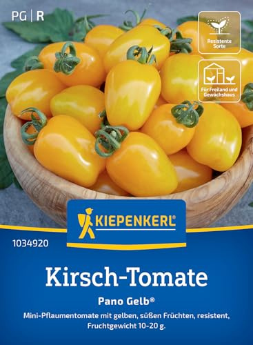 Kiepenkerl Kirsch-Tomatensamen Pano Gelb® 1034920, Gemüsesaat | Gelbe Früchte, für Freiland, Gewächshaus & Topf