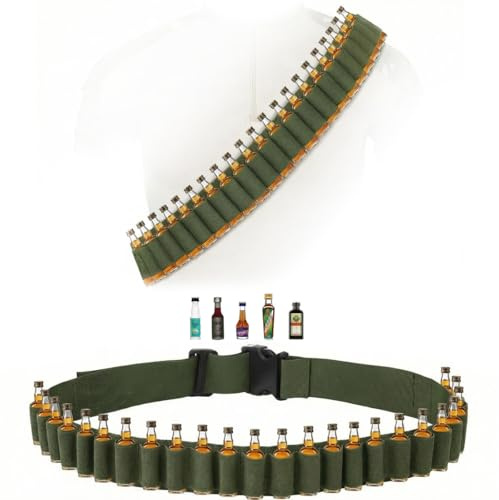 MUCHER Berentzen Klopfer Gürtel Halter 130cm 27 Loch Schnapsgürtel, Kostüm für Jägermeister, Shot Schnaps mini Alkohol Kette, Klopfergürtel Zapfanlage Für Karneval, Junggesellenabschied, Partygeschenk