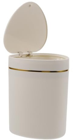 UKCOCO Mini Poubelle De Bureau Avec Couvercle à Pression Petit Bac à Déchets Plastique Pour Chambre Bureau Et Cuisine Design Élégant Blanc