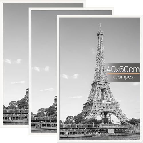 upsimples 3er Set Bilderrahmen 40x60 Weiß für Fotos, Wandbilder & Poster