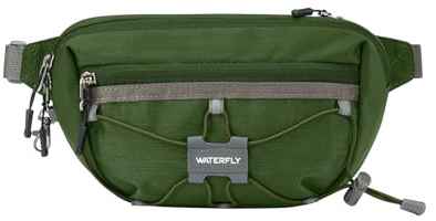 WATERFLY Midjeväska Bältesväska Herr Dam: Liten Anti-stöld Höftväska med RFID-skydd Snygg Midje Pack Sport Bumbag Höftväska för Hundträning Vandring Resa Löpning Utomhus, Grön, 23 cm x 13 cm x 5