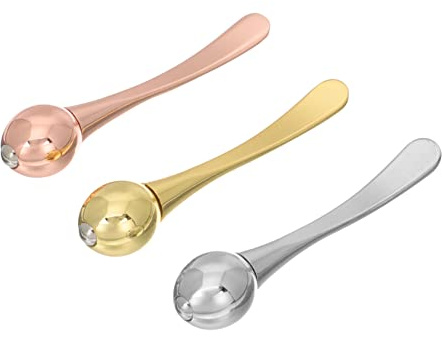 TOGEVAL Praktischer Metall Augencreme Stab 3stücke mit Glatter Oberfläche für Augenmassage und Cremeverteilung für Urlaub und Salon