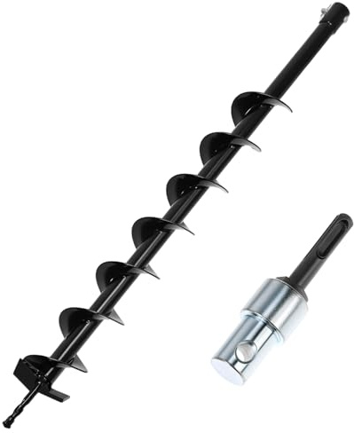 QWORK® Taladro de Tierra, ⌀ 60 mm 80 cm Taladro Pilotes con Adaptador, para Perforar Agujeros y Plantar Arboles