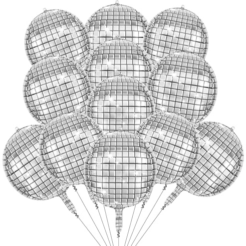 AXFEE 12 Pezzi Palloncini Disco, 22 Pollici Disco Foil Palloncini, 4D Palla Discoteca per Torte Decorazioni, per disco Festa da ballo Matrimonio Compleanno Carnevale Decorazione Dell'Albero di Natale