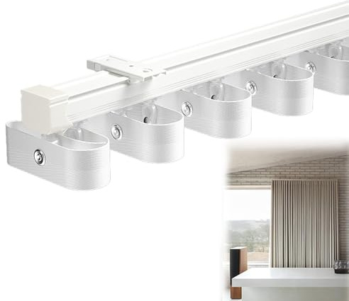 Ceiling Curtain Track, Double Layer Room Divider, Straight Wall & Ceiling Mount Rail, Reliable Curtain Rails for Easy Installation, Soundproofing Room Divider.