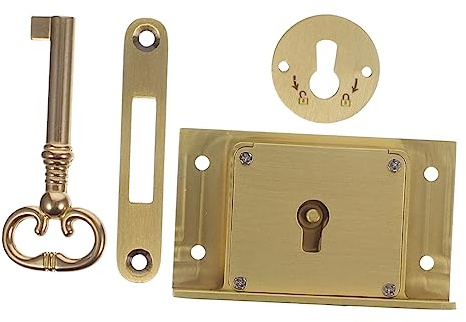 Yardenfun Serrure De Tiroir Carrée Vintage en Laiton Mat Brossé Serrure Encastrée Clé Compatible Meubles Et Tiroirs De Bureau pour Remplacement D’armoires Usage Domestique Et Professionnel
