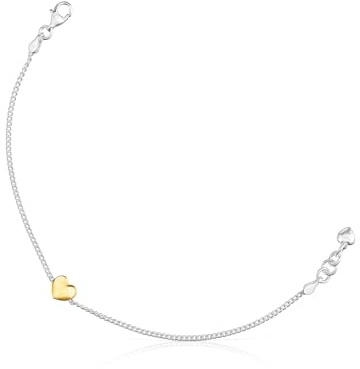 TOUS Pulsera Cadena para Mujer Corazón Bicolor, Colección My Other Half