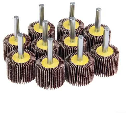 DAZZLEEX 10 dischi lamellari da 30 mm, grana 80, per utensili rotanti, mini trapano, mole per smerigliatura e lucidatura, con gambo da 6 mm, per legno, metallo, plastica, mobili