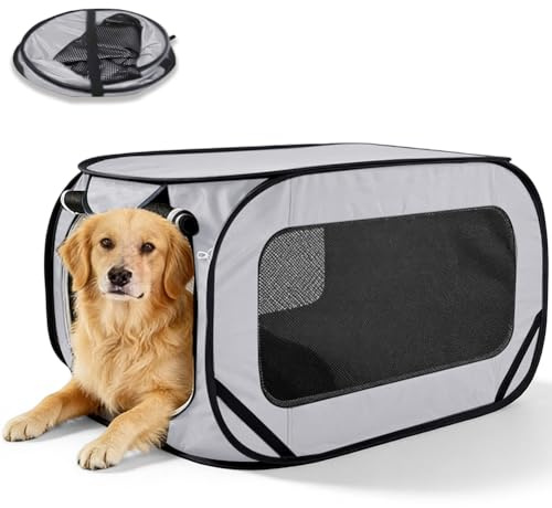 Scatola pieghevole per cani e trasportino per gatti, trasportino pieghevole per cani, borsa per gatti, 94 x 53 x 53 cm, scatola di trasporto per cani a doppia porta, tessuto Oxford