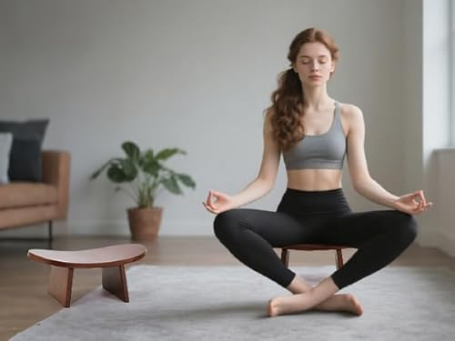 DHUJBFF Meditation Bench - Ergonomic Kneeling Stool for Yoga & Prayer, Portable Floor Seating for Home, Office, Travel | Zen & Mindfulness