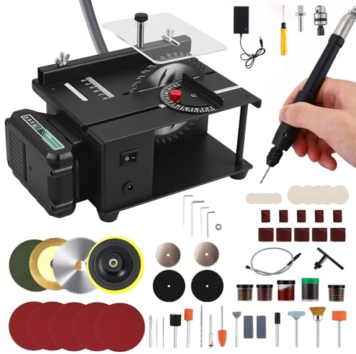 Delousiber Mini Multi-Functional Table Saw, Mini Table Saw Cordless for Hobby Craft, 200W Portable Electric Tabletop Saws, 0°-90° Angle Adjustable, 35mm Cut Depth, for Wood Plastic Acrylic Cutting