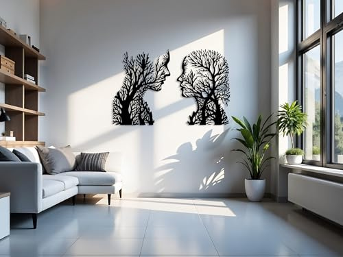Kajaro Baumfiguren Wandbild Holz 2-teilig 3D, Baumfiguren, selbstklebend | Gratis: zweites kleineres Bild. Selbstklebende Holz-Wanddeko in Metalloptik, einfache Montage ohne Bohren.