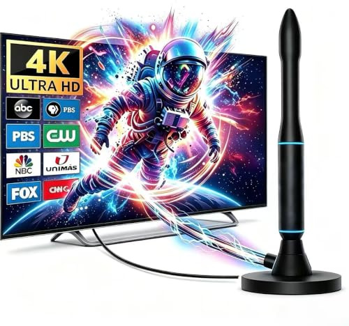 Indoor TV Aerial, 650+ Miles Digital TV Aerial with Signal Booster for Freeview, 16FT Cable, 4K 1080P TV Antenna Indoor with Magnetic Base, VHF UHF DAB TV Aerial Indoor