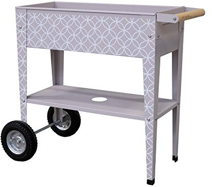 Herstera Garden Kräuterbeet Metall | Kräuterfabrik Taupe mit Muster | Hoch- & Pflanzbeet für den Balkon oder Garten | 85x50x80 cm