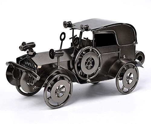 MOYODOR Metal Antique Vintage Car Model QBOSO Handcrafted Collections Collectible Vehicle Toys for Bar or Home Decor Decoration Great Birthday Gift (Black-Silver, Large