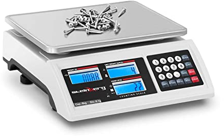 Steinberg Systems Zählwaage 6 kg / 0,1 g 22,8 x 28 cm Akku 80 h 3 LCD Inventurwaage Inventur-Waage Stückzählwaage Referenzwaage