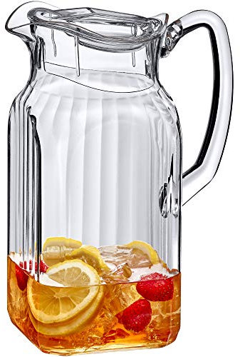 Amazing Abby - Quadly Bandly - Plastic Pitcher (64 oz, 2 Quart), Clear Water Pitcher with Lid, Fridge Jug, BPA-Free, Shatter-Proof, Great for Iced Tea, Sangria, Lemonade, Juice, Milk, and More