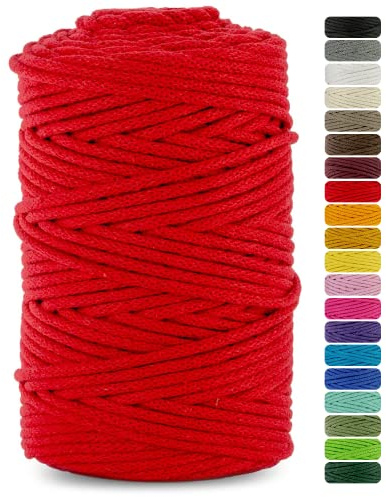 Netuno 1x corda macramè colorata rosso 5 mm 100 m filo macrame corda di cotone filato di cotone cordoncino corda per lavori uncinetto ferri da maglia gomitolo