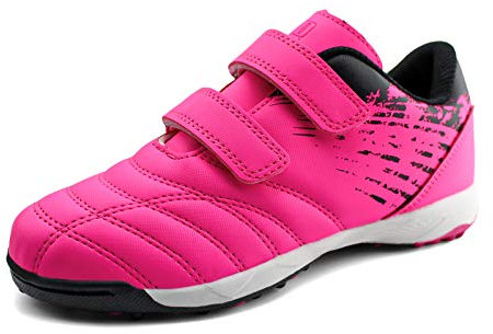 JABASIC Barn fotbollsskor utomhus inomhus fotbollsträning Turf Cleat sneakers, ROSA, 30 EU