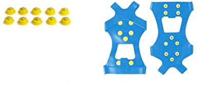 XZSUN Eisstollen, Schnee-Eis-Traktionsschuh-Stollen, rutschfest, 10 Nieten, Silikon-Gummi, Steigeisen mit 10 zusätzlichen Nieten für Schuhe (M, Hellblau)
