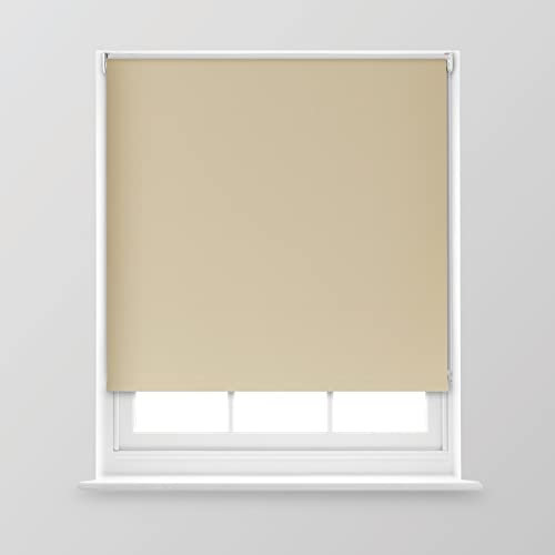 A.Unique Home Premium Trimmable Thermal Blackout Roller Window Blind in a Variety of Colours and Sizes Ideal for any Room - 5FT - Natural - 150cm (W) x 170cm (L) | 59 (W) x 66.9 (L)