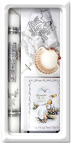 Pink Princess Baptism Candle Set for Boys Girls - Baptism Set Catholic with Candle - Velas para Bautizo de Niño Set Niña (Silver) (SFI5000)