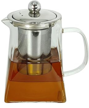 G-T-1 Glas-Teekanne mit abnehmbarem Edelstahl-Filter, Teekessel zum Aufbrühen von losen Teeblättern, sicher auf dem Herd, G-T-1 (950 ml)