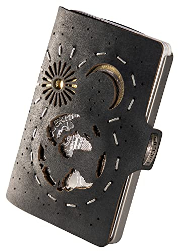 I-CLIP ® Original | Portafoglio Uomo Donna in Pelle | Mini Porta Carte di Credito | Portatessere Tascabile Piccolo Slim | Idea Regalo Uomo | Wallet Originale da Collezione | Sole Luna Terra Nero