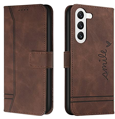 Trugox Handyhülle für Samsung Galaxy S23 5G Hülle Klappbar Klapphülle mit Kartenfach Handytasche Handy Schutzhülle Tasche Leder Wallet Flip Case Slim Book Cover - Braun