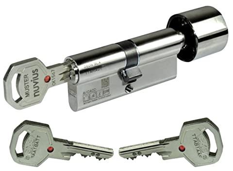 BKS Sicherheits Türzylinder Profilzylinder Nuvius SLX Serie 36 mit Sicherungskarte (Knaufzylinder A=27, B(Knauf)=35)