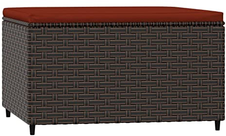 Tidyard Gartenhocker Fußhocker Sitzhocker Hocker Fußschemel Ottomane Gartenmöbel Kissen Poly Rattan Braun