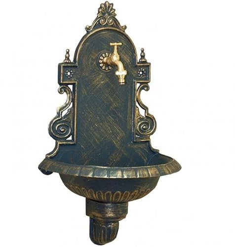MetallWeb® Gartenbrunnen, Wandbrunnen Verona, in unterschiedlichen Farben (Schwarz - Patina Gold)